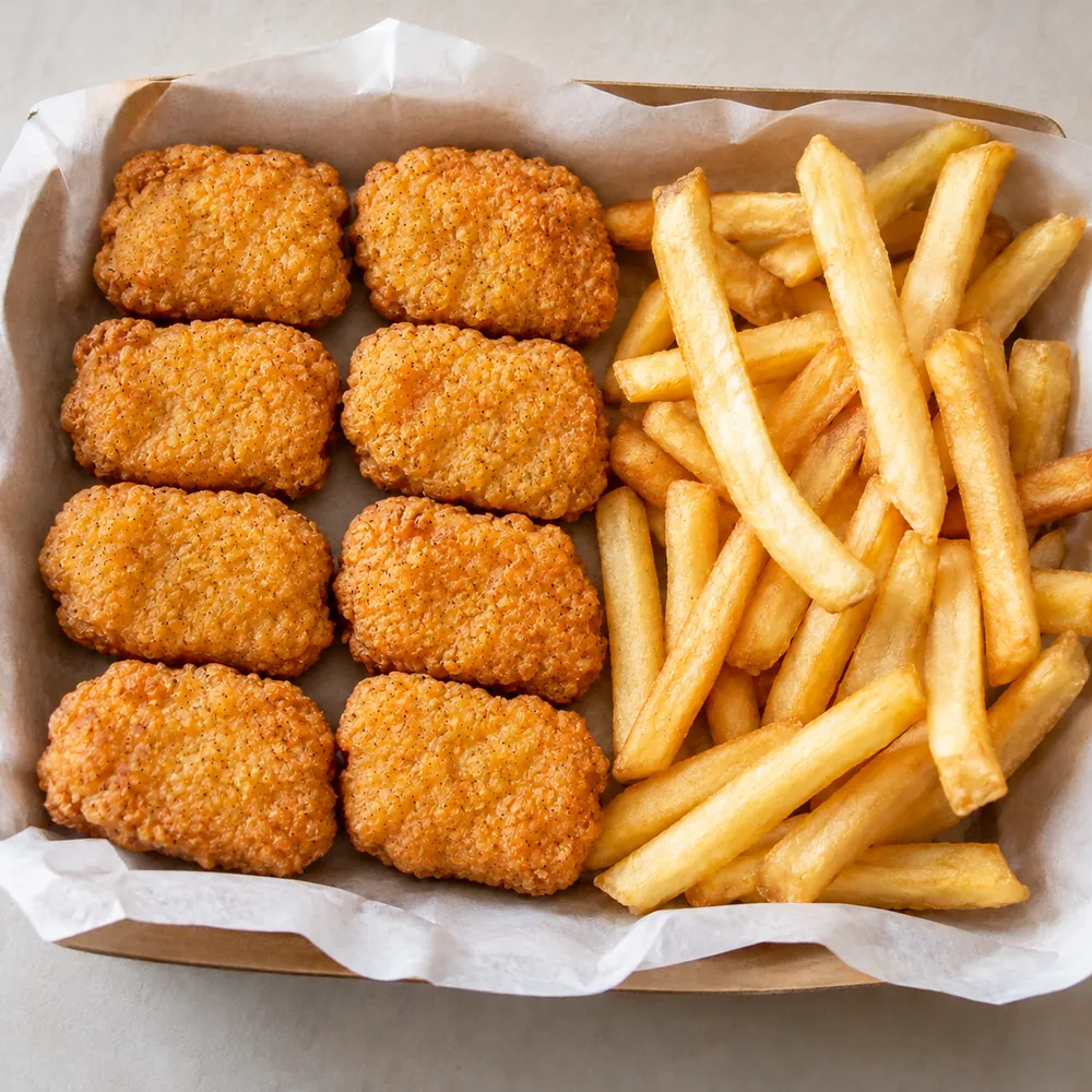 8 nuggets con papas